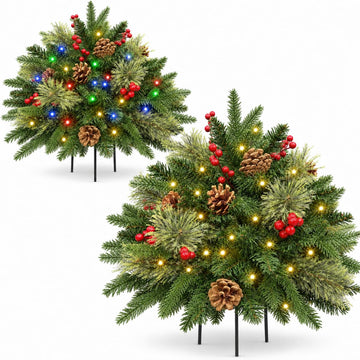 2 Pack 18IN Artificial Christmas Urn Filler for Outdoor Decorations