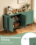 63" Sideboard Buffet Cabinet, Mid Century Modern Credenza Storage Cabinet with Carved Handle & Adjustable Shelves