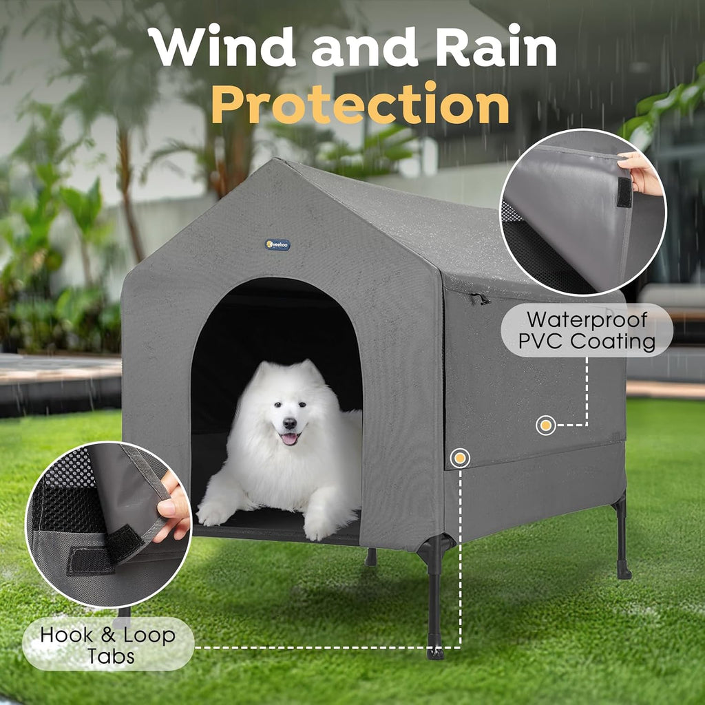 35" Dog House, 2-in-1 Large Dog House Outdoor Indoor Weatherproof