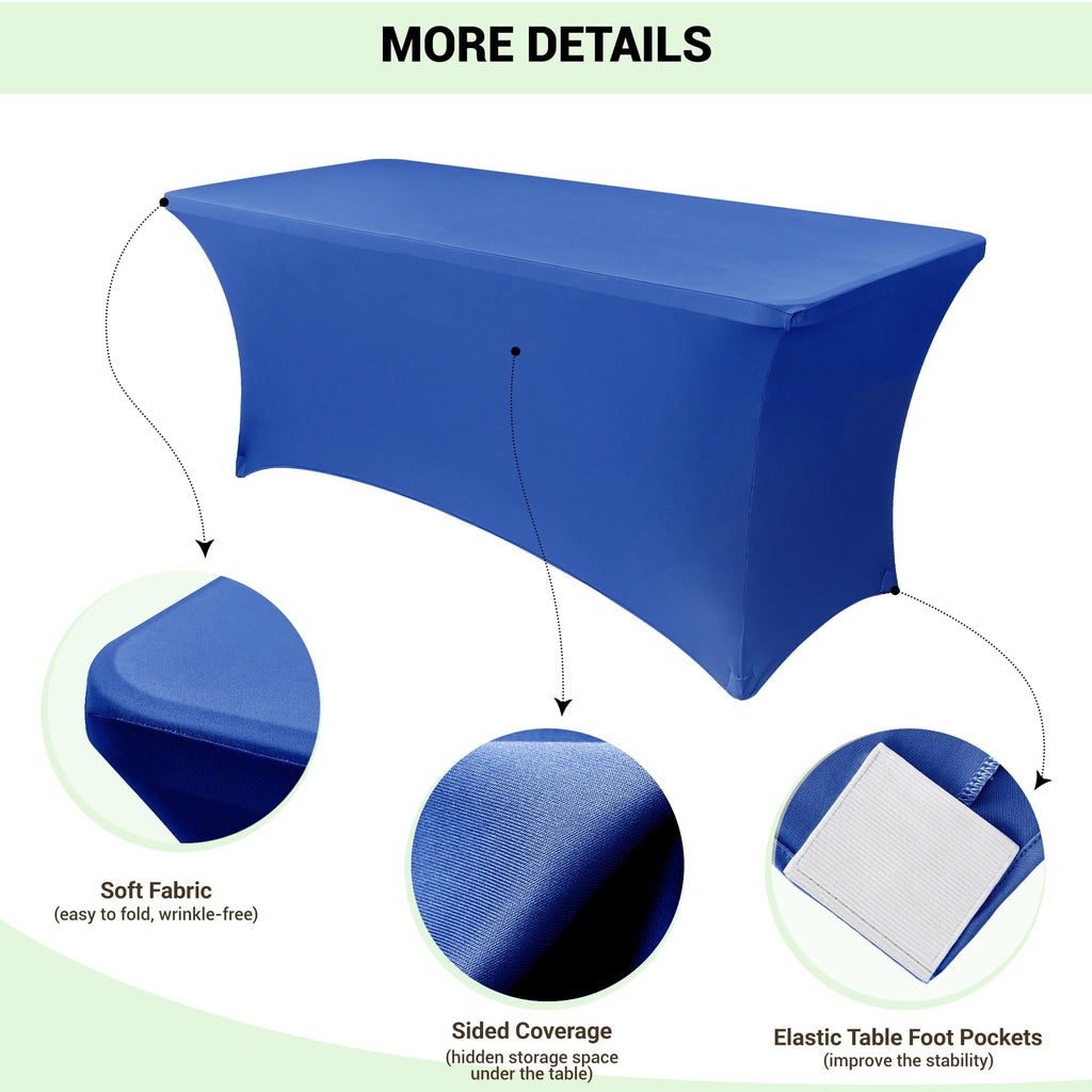 8ft Stretch Spandex Table Cover, 2 Pack, Royal Blue