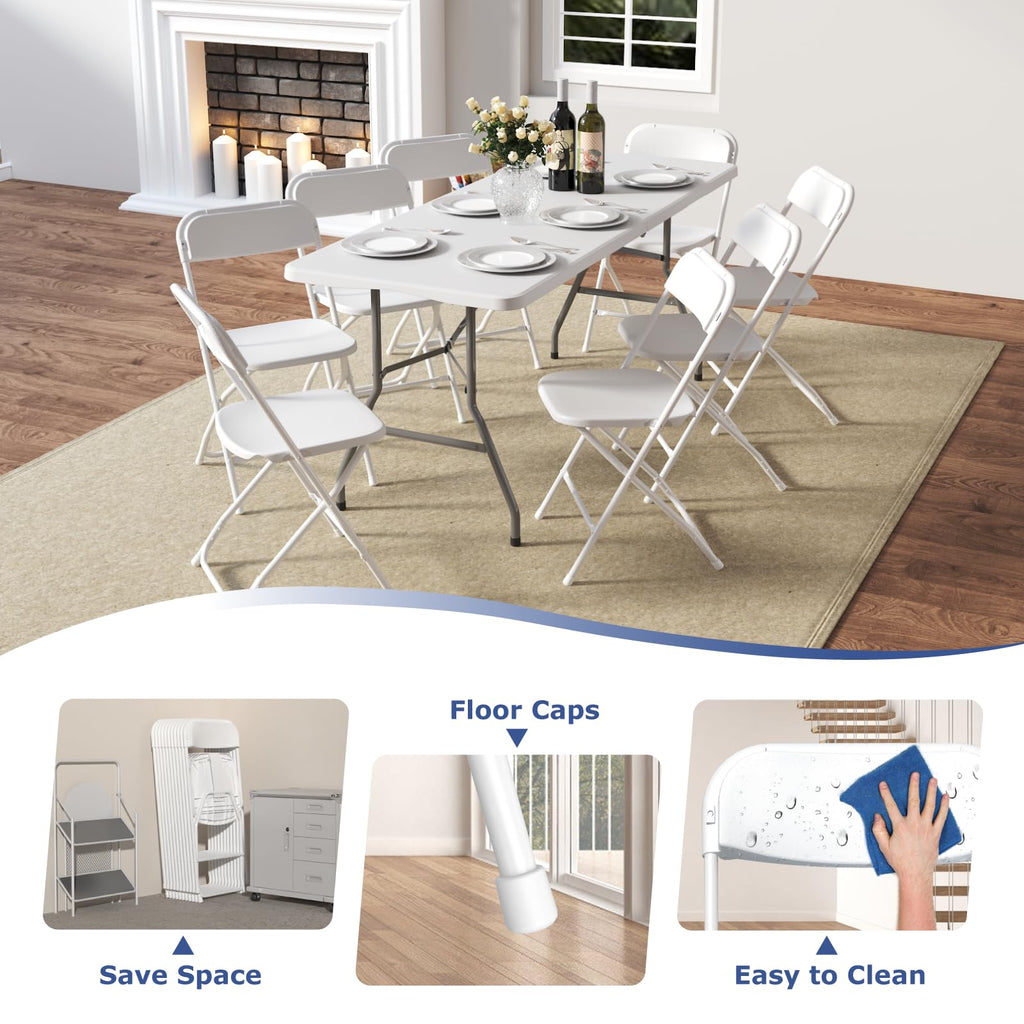 10 Pack White Folding Chairs for School Events Wedding Party Picnic