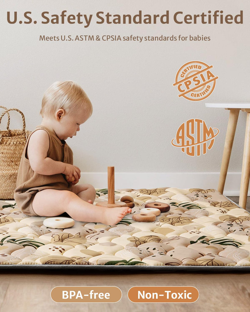Play Mats for Floor, 50x50 Playpen Mat, Thick Cushioning Padding Foam Playmat for Baby and Toddlers Infants, Non-Slip