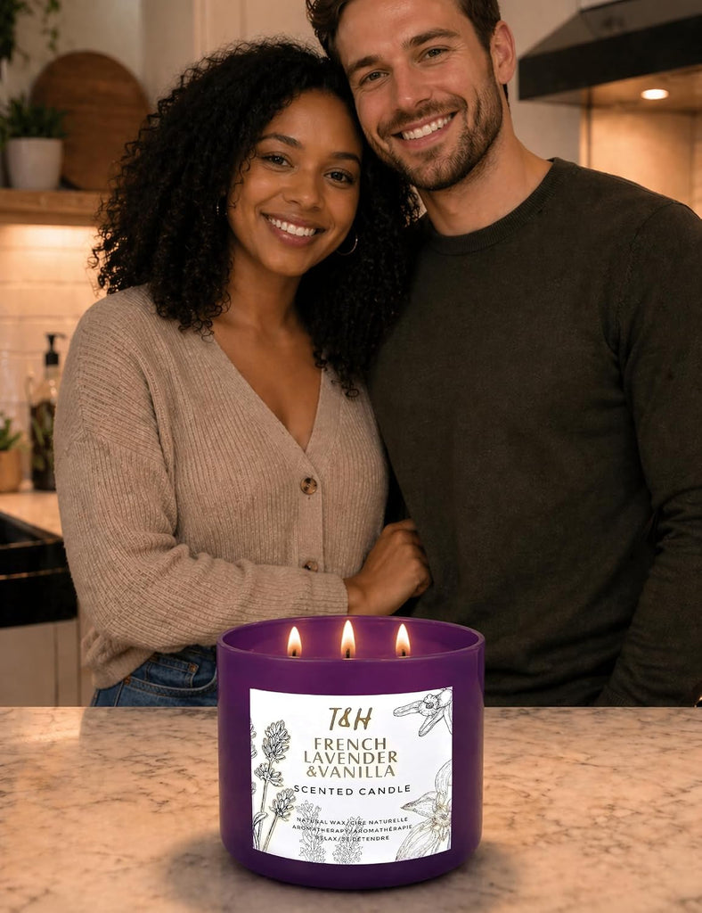 French Lavender Vanilla Large 3-Wick Soy Scented Candle, 15.8 oz