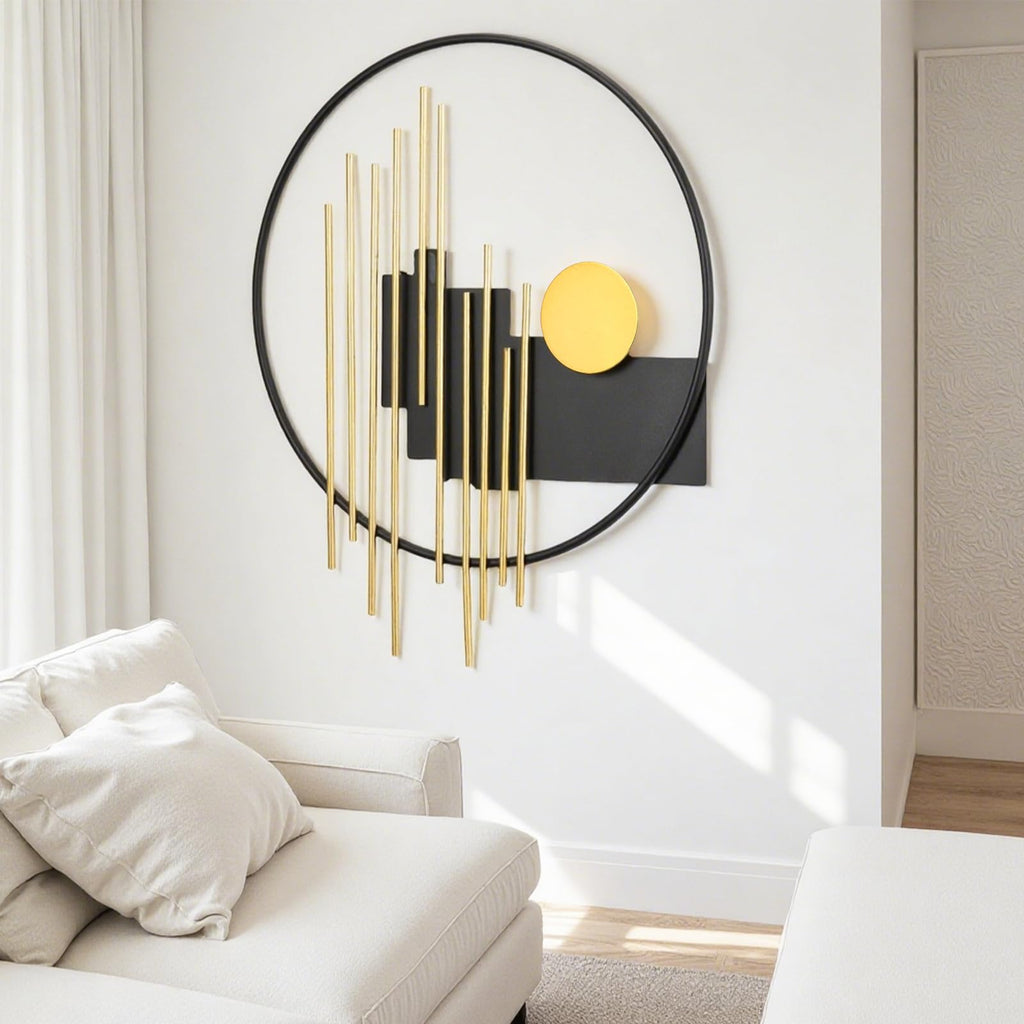 3D Large Metal Wall Decor Modern Aesthetic Wall Sculptures 19.7''x23.2'' Luxury Geometric Circular Decor Wall Art