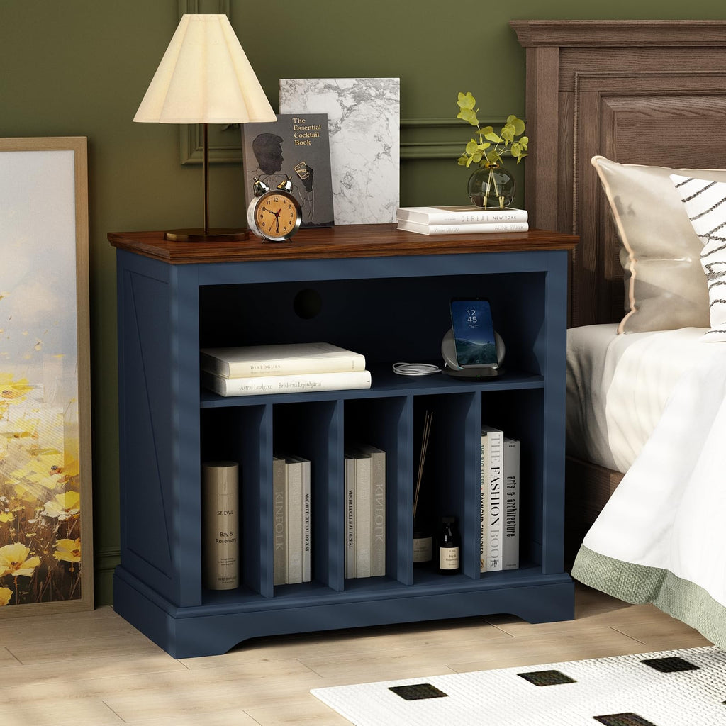 Large Farmhouse Record Player Stand, 31.5" Turntable Stand, Blue
