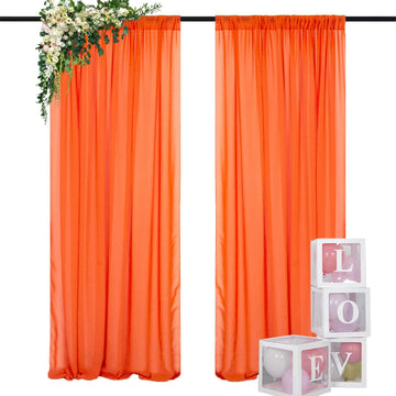 Orange Sheer Curtains 120 Inches Long Chiffon Drapes 2 Panels 29x120