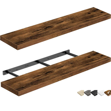 Long Floating Shelves for Wall (Brown, Set of 2, 35.4")