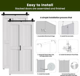 Bifold Barn Door 48'' x 84'',Bi-Fold Sliding Closet Doors with Hardware Kit Included,56'' Track Kit 