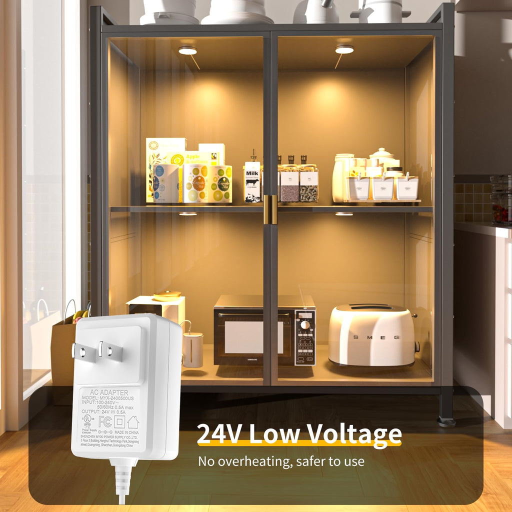 Dimmable LED Puck Lights, Plug in Under Cabinet Lighting with Switch