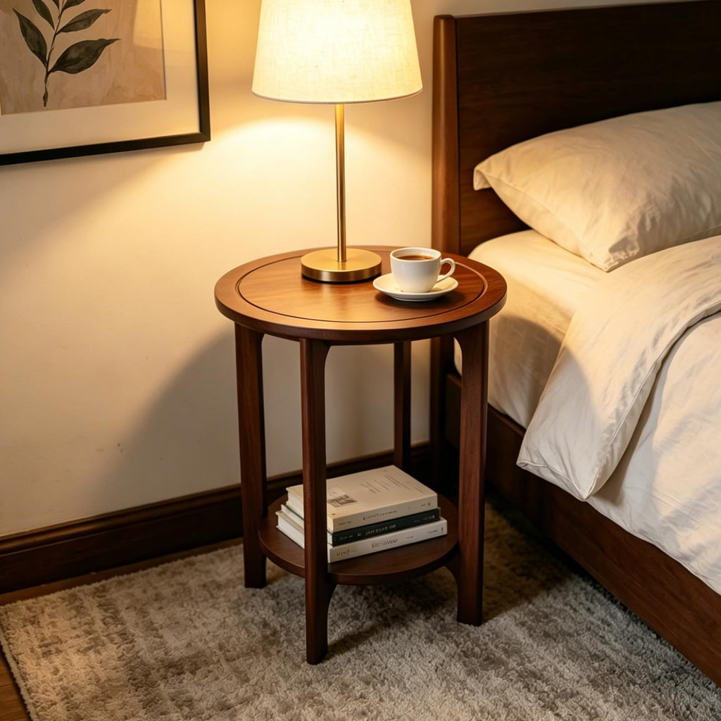 Solid Wood Round Side Table