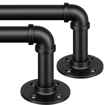 2 Pack Curtain Rods 48-86", 1 Inch Industrial Black Curtain Rod