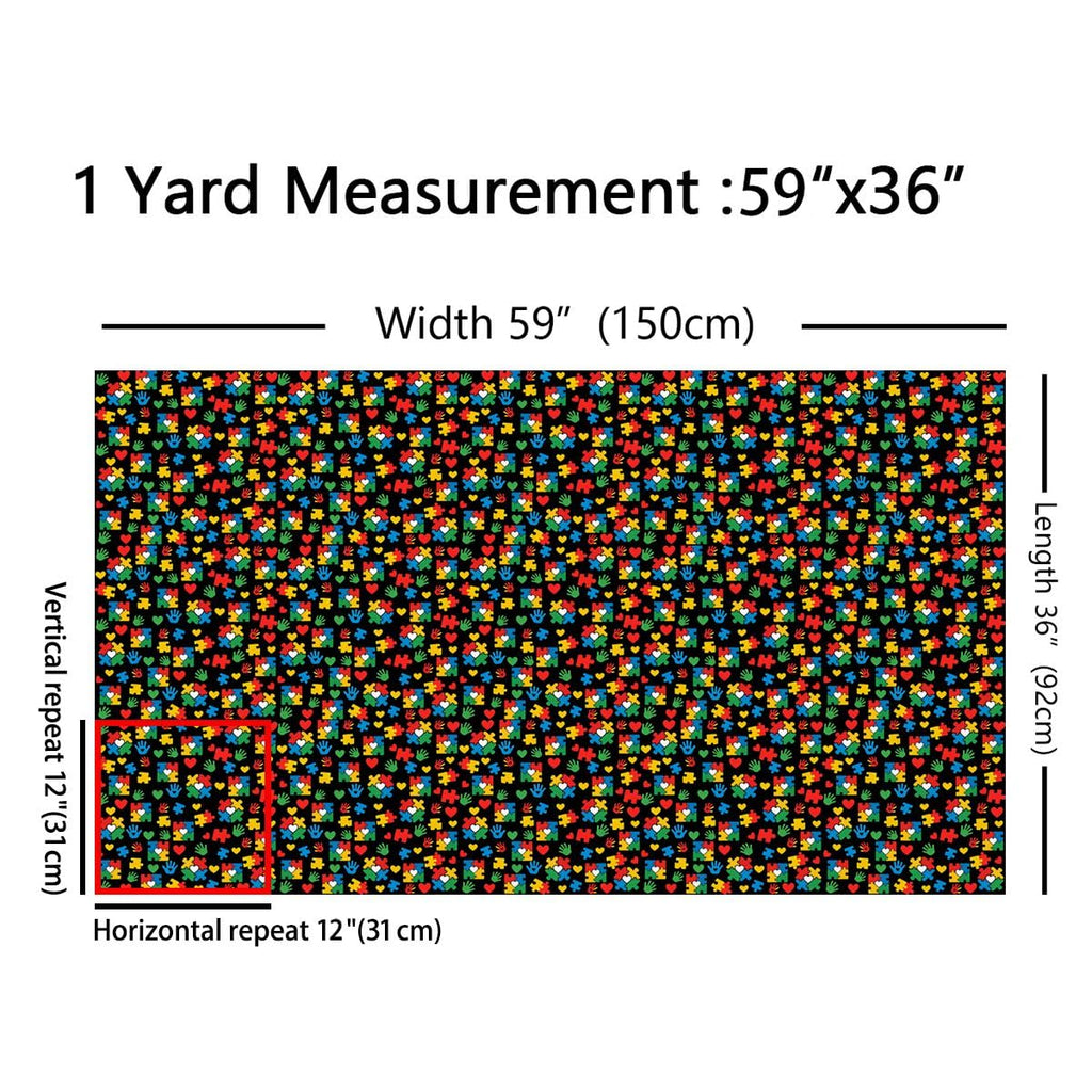Hand Palm Fabric by The Yard, Autism Series Pattern Soft Polyester No Stretch Geometric Jigsaw Puzzle Lightweight