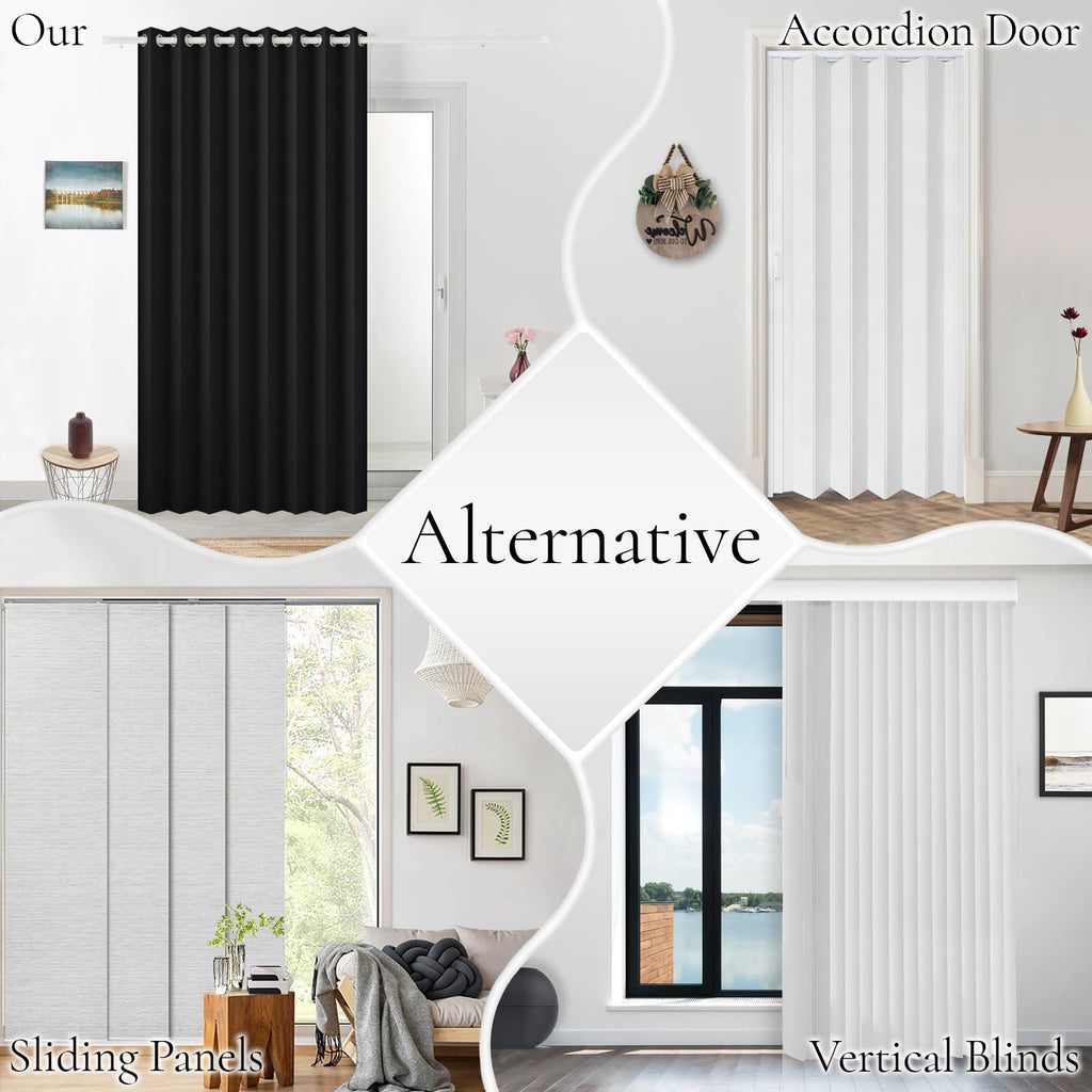 52 W x 84 L Inch Full Blackout Pinch Pleat Curtain Faux Linen Drape with Tieback, Room Darkening Energy Saving Window