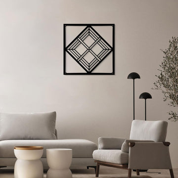 Black Metal Wall Art - Geometry Minimalist 3D Textured Abstract Sculptures Wall Art Office Garden Bedroom Bathroom - Set of 20