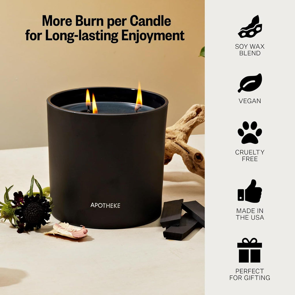 Signature 3 Wick Scented Candles, Charcoal - 26 Oz
