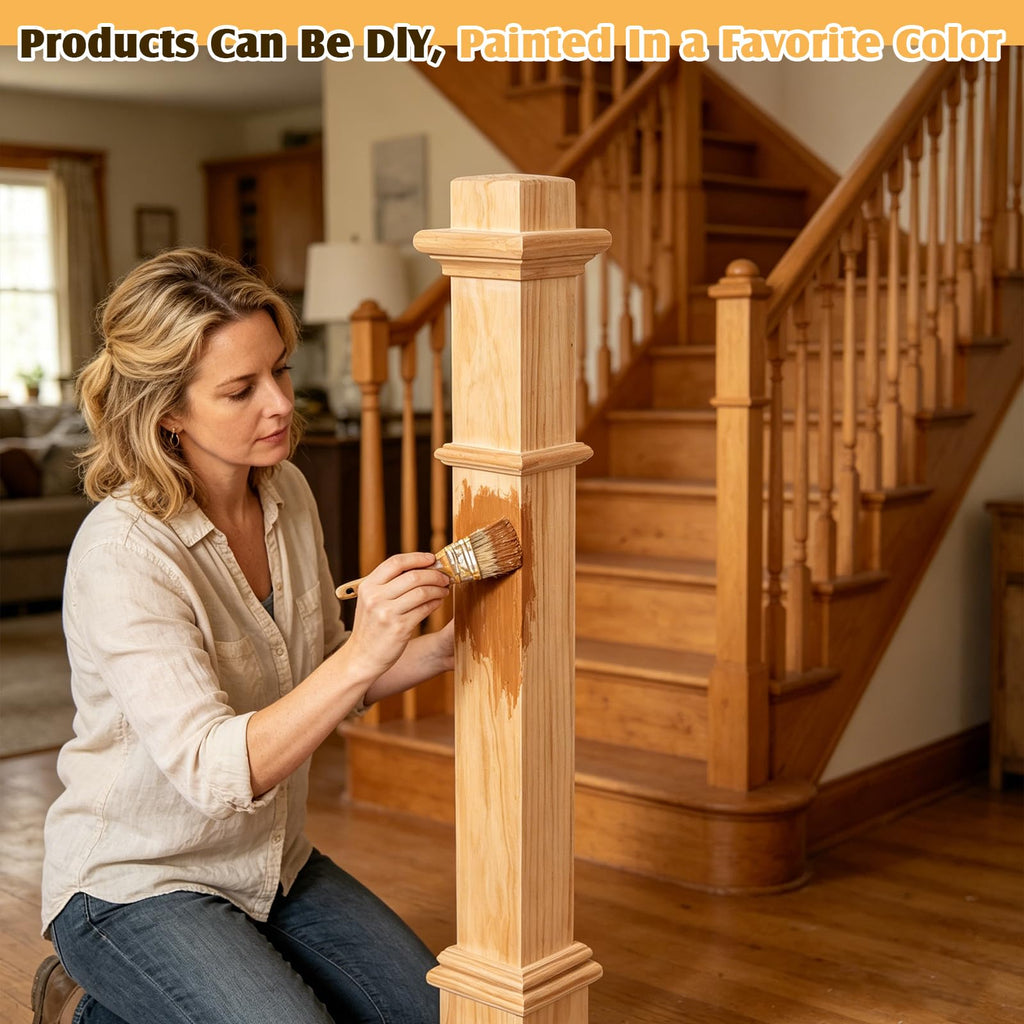 48 X 4.5 Inch Stair Newel Post, Square Solid Stair Post Base