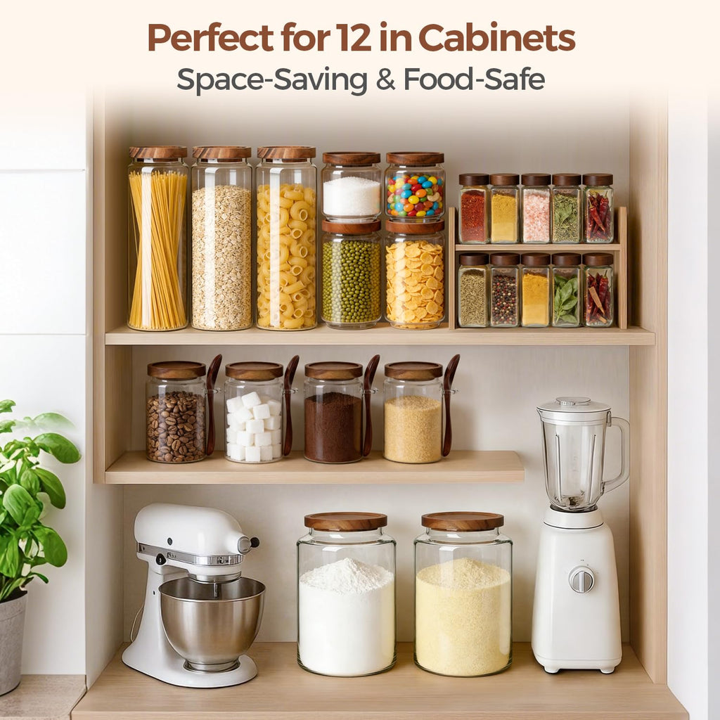 Glass Pasta Storage Containers with Acacia Wood Lids 1.7Qt 3Pack