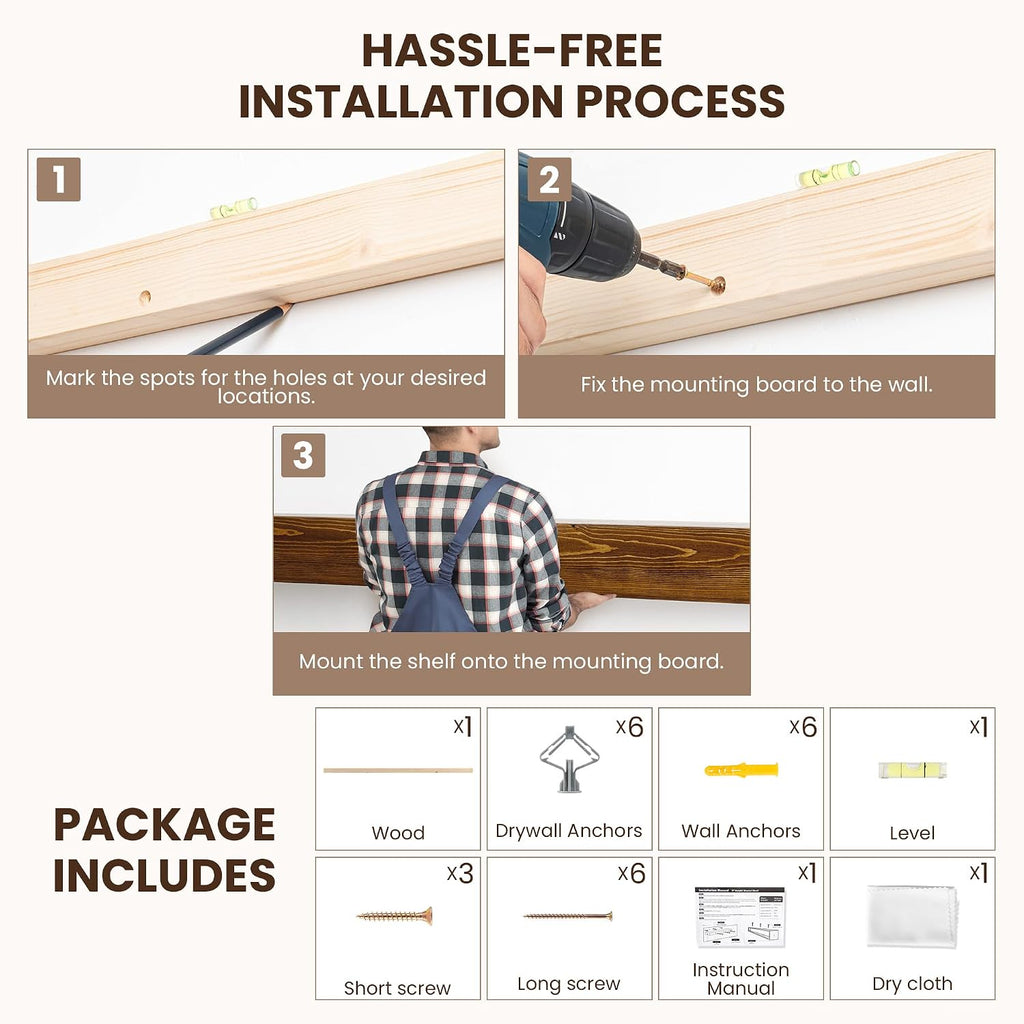 Wall-Mounted Mantles for Over Fireplace - Farmhouse Fireplace Mantle Shelves - Handcrafted Wood Fireplace Mantels