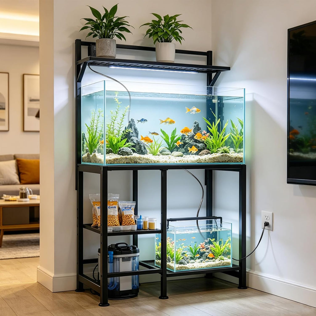 40 Gallon Fish Tank Stand - Aquarium Stand with Power Outlets, 37.7" x 19.2" x 58.66", Heavy-Duty Metal Tank Stand