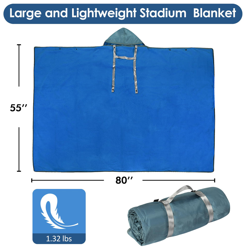 Waterproof Stadium Blanket, Windproof Wearable Poncho for Fans