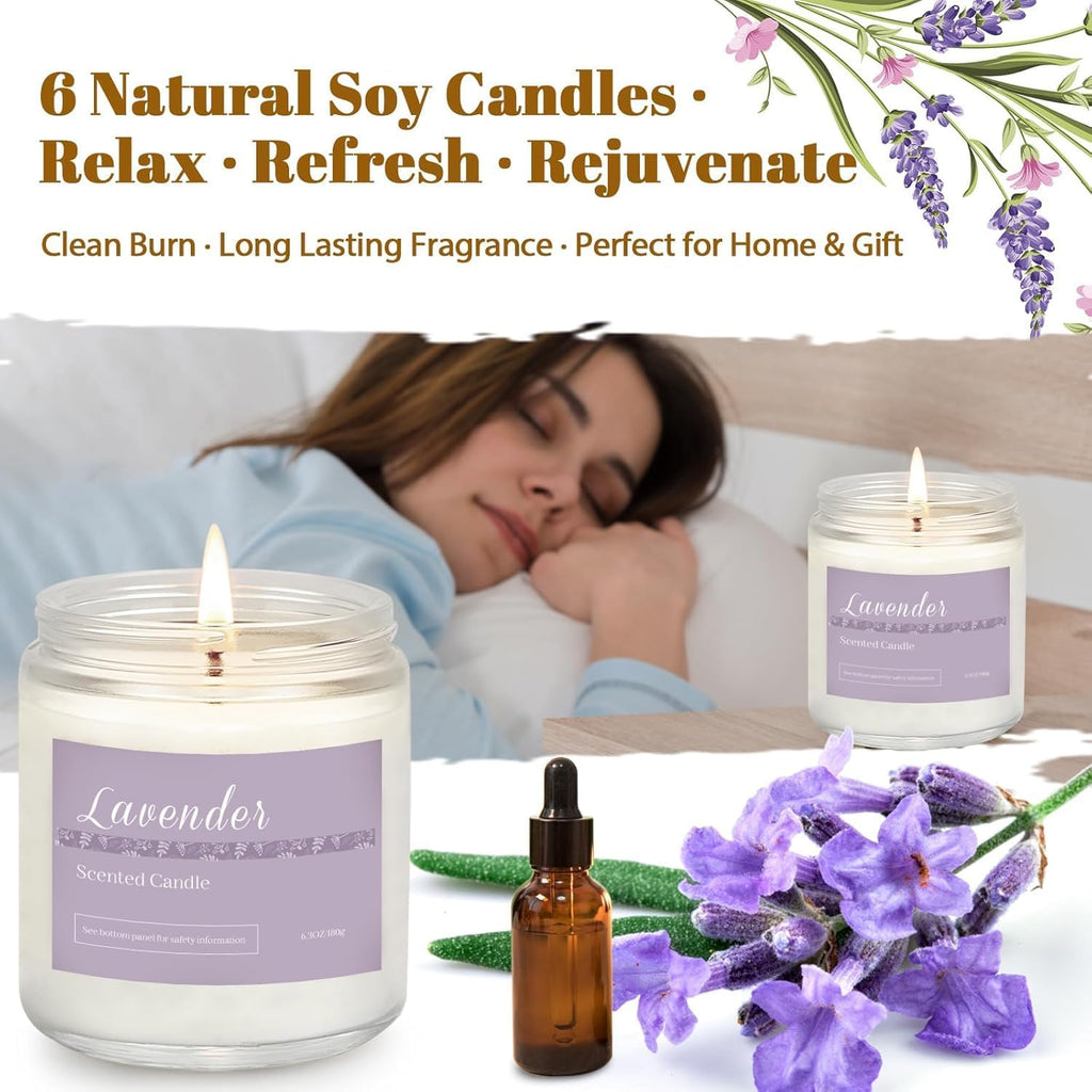 Scented Candles Gift Set for Women, 6-Pack Aromatherapy Candles - Set of 6