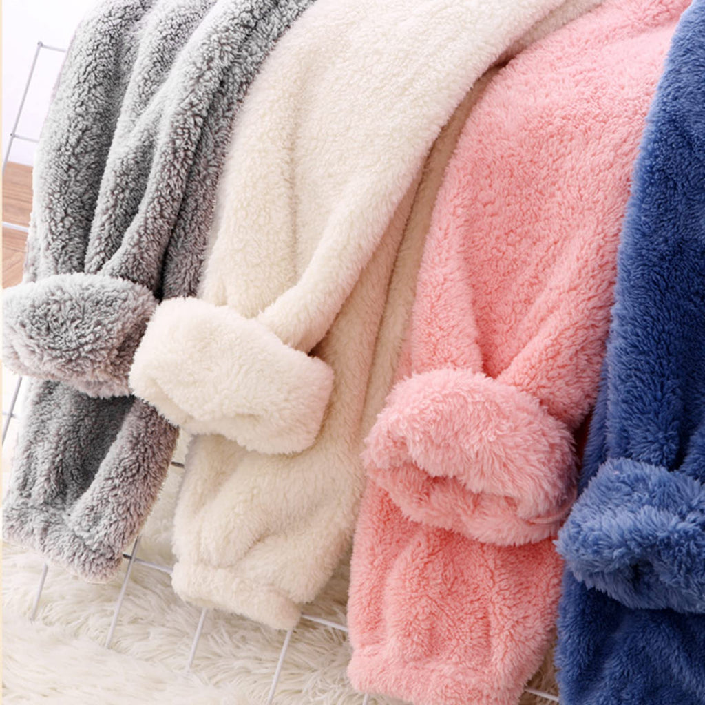 Fleece Pajama Set Winter Warm Plush Tops Pants Outfits Sleepwear Soft Comfy 2 Piece Loungewear for Unisex PJS