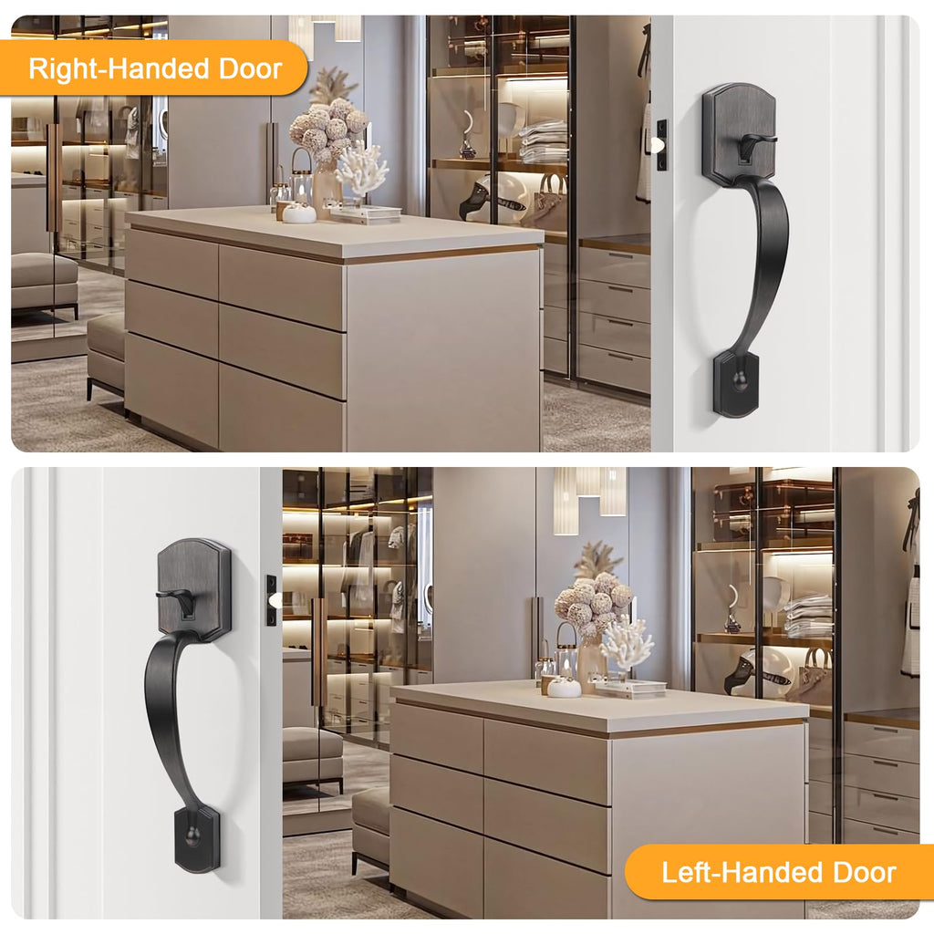 Oil Rubbed Bronze Lower Half Front Entry Handleset, Heavy Duty Entry Door Handle with Interior Reversible Handed