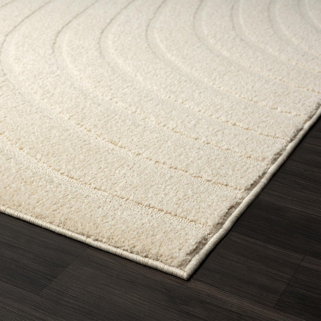Modern Geometric Wave Cream 8x10 Area Rug