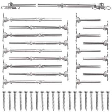 10 Pairs 3/16" Cable Railing Kits, T316 Stainless Steel, Adjustable Angle Cable Railing Hardware 3/16" for 2"x2"