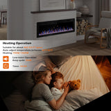 Electric Fireplace, 60" Recessed and Wall Mounted Electric Fireplace, Electric Fireplaces Inserts Heater