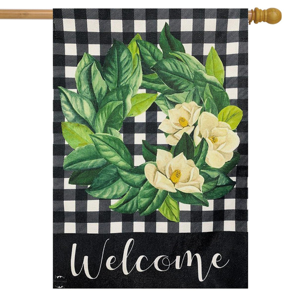 Winter House Flag 40x28 For Outdoor Magnolia Wreath Burlap For Winter House Flag