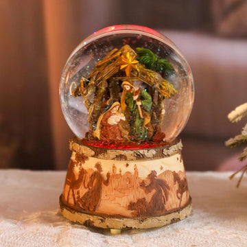 Christmas Snow Globe Musical - Nativity Snowglobes Water Snow Globes with 5 Colors Change LED Light Music Box Home