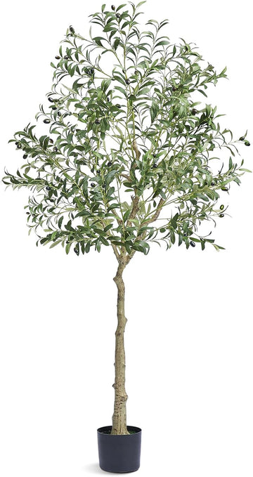 Artificial Olive Tree, 6 FT Tall Faux Plant, Secure PE Material & Anti-Tip Tilt Protection Low-Maintenance Plant