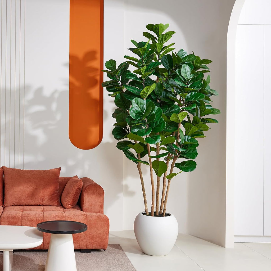 8ft Artificial Fiddle Leaf Fig Tree, 5 Real Wood Trunks