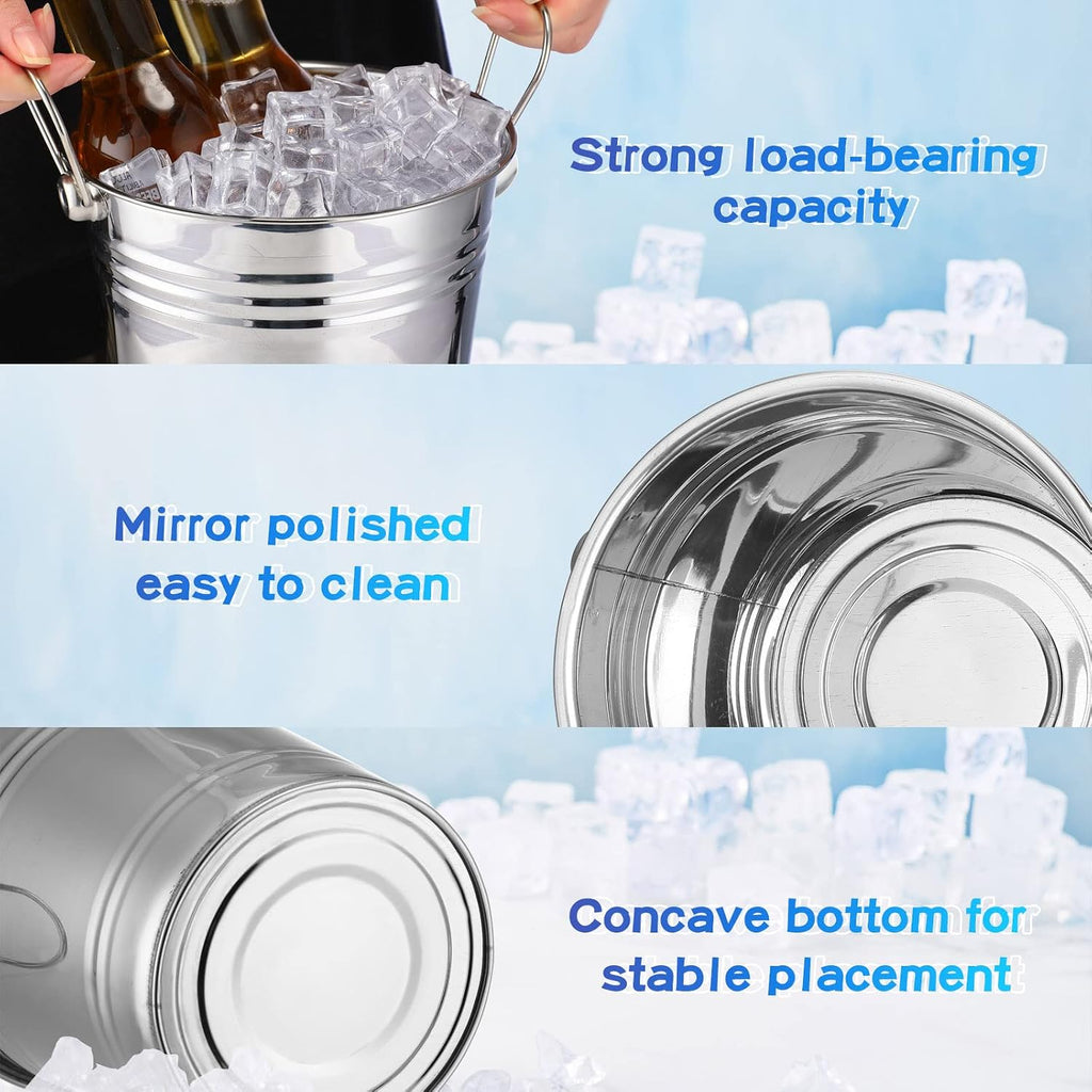 3.3 Qt / 3 L Champagne Ice Buckets Stainless Steel Ice Bucket with Handles,Drink and Wine Chiller Great Bar - Set of 10