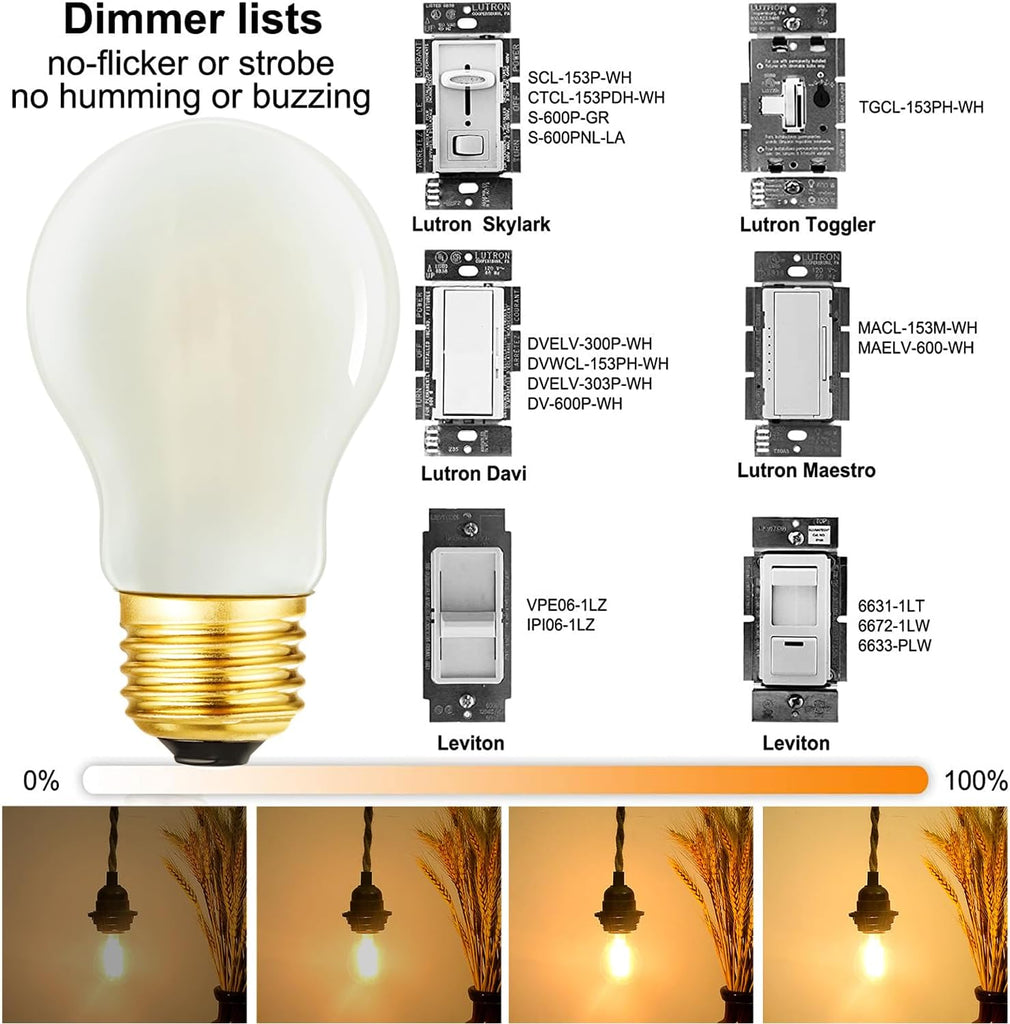 E26 Edison Bulb 6W=60 watt Light Bulb Frosted Dimmable Warm White 2700K Edison Light Bulb 60 Watt AC120V A15 led Bulb