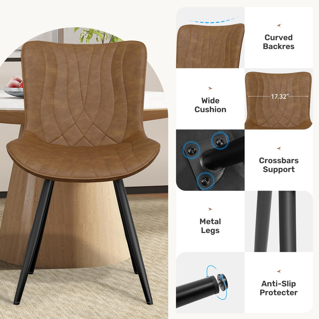 Modern Dining Chair, PU Leather Dining Room Chairs Set of 2