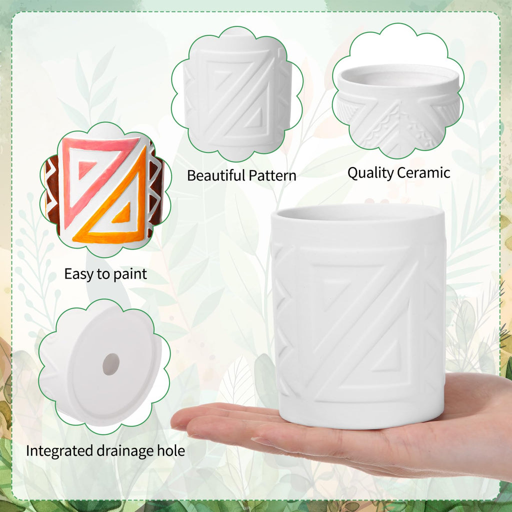 16 Pcs Painting Flower Pots Kit with Drainage Hole, Boho