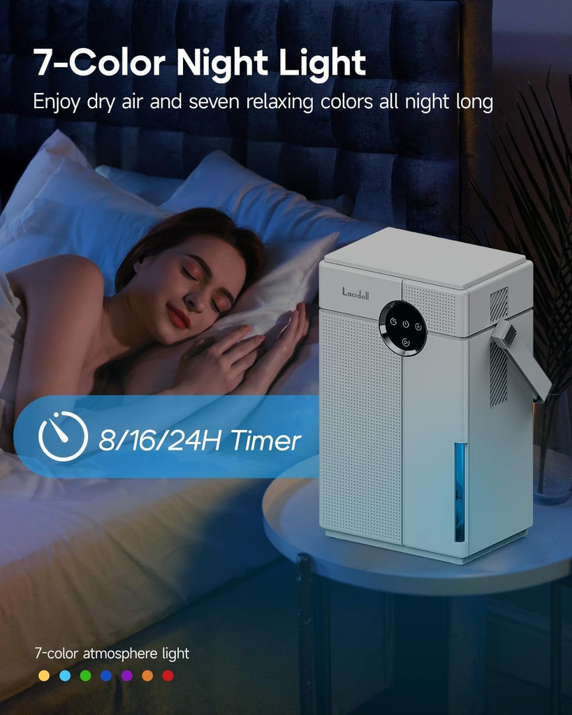 Small Dehumidifier with Drain Hose, Portable Dehumidifier for Bathroom