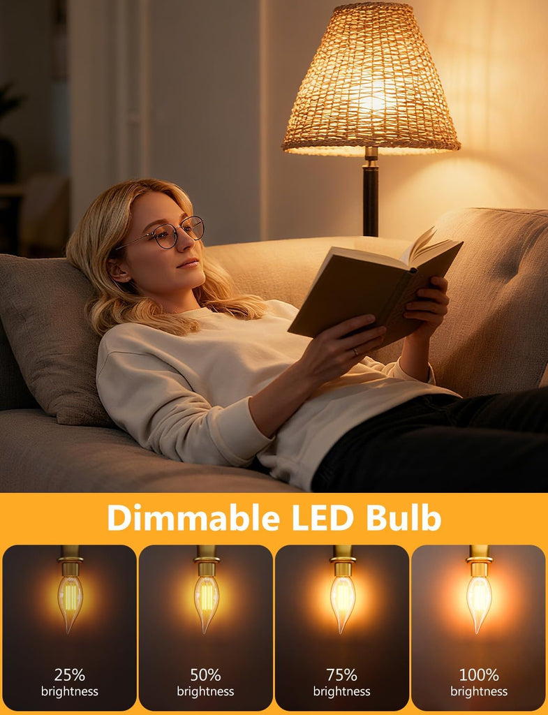 Chandelier Light Bulbs, Candelabra Light Bulbs 40 Watt Equivalent E12 LED Bulb Dimmable, 2700K Soft Warm White, 4.5W