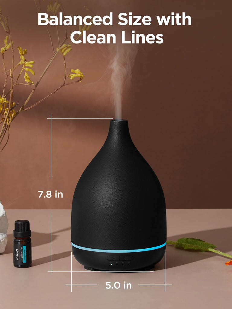 300ml Ceramic Essential Oil Diffuser, Diffusers, Black