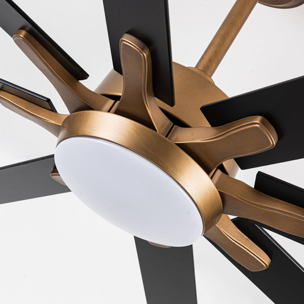 65'' Large Industrial Ceiling Fan with Light, Matte Black, 8-Blade DC Motor, 6-Speed Reversible Airflow, 24W Dimmable