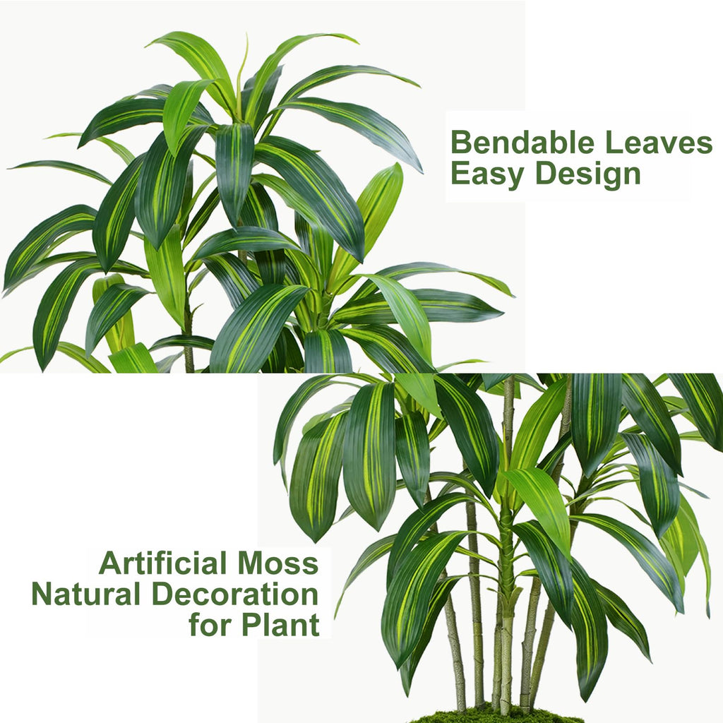Dracaena Plant Artificial Tree 7Ft Tall Fake Tropical Floor Plants Potted (Real Touch) Artificial Silk Tree Leaf Faux