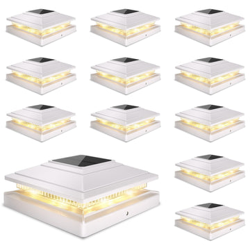 Solar Post Cap Lights 12pack,Warm & Cool Light,for 4x4 5x5 6x6 Posts White