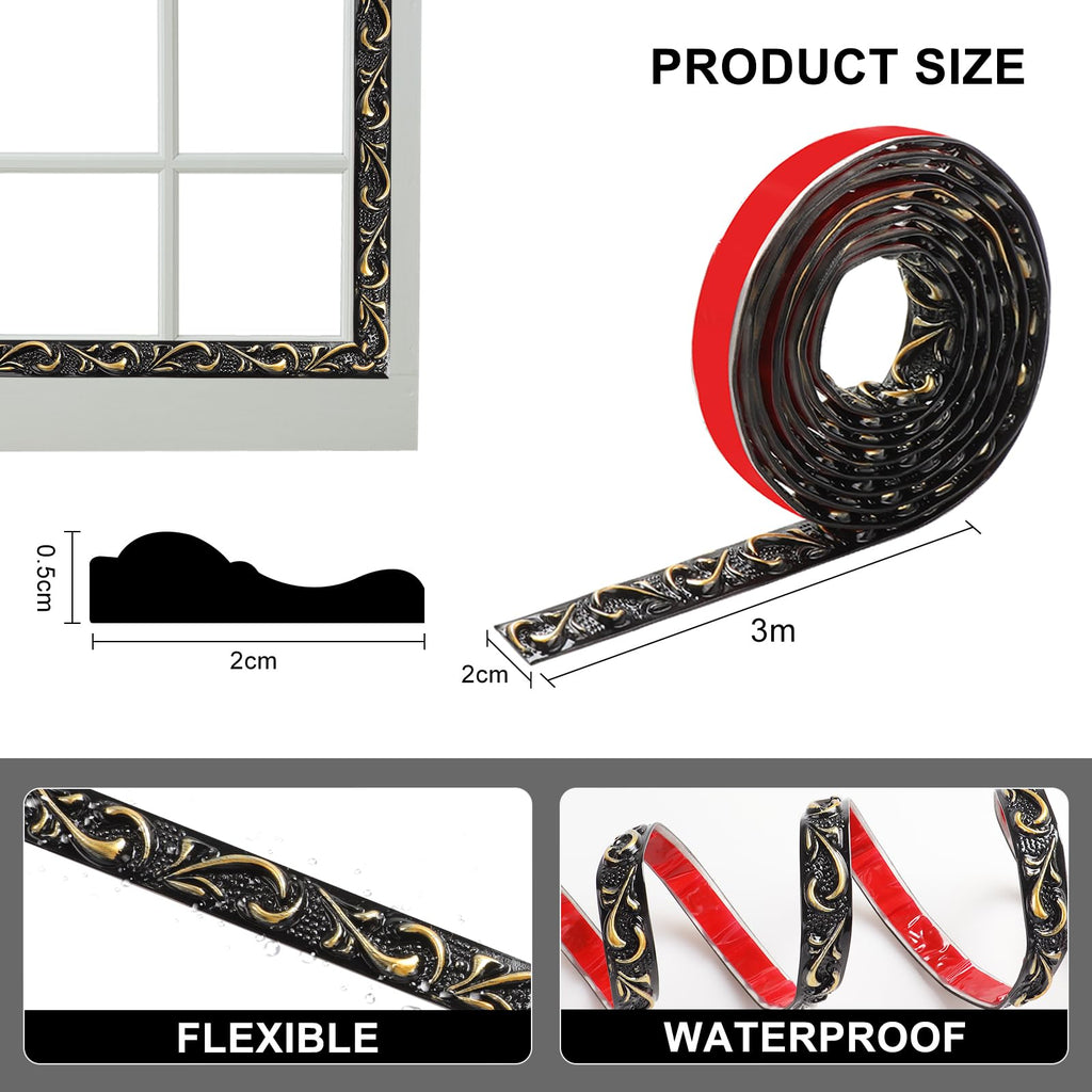 118 Inch Peel and Stick Wall Molding Vintage Pattern,Flexible Self Adhesive Molding Trim for Walls,Peel and Stick