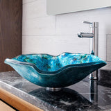 Bathroom Vessel Sinks Artistic Light Blue Tempered Glass Vessel Bowl Sink Counter Top Installation Bathroom Vanity