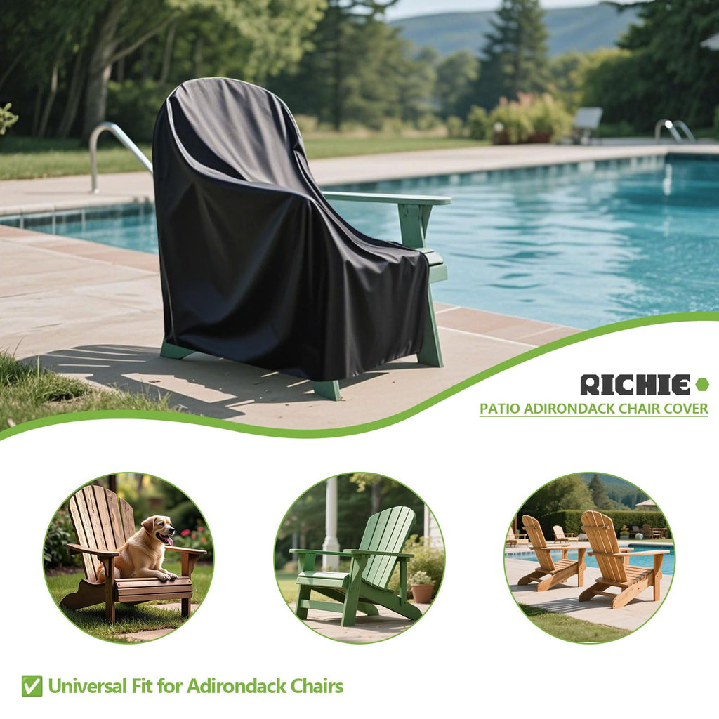 Adirondack Waterproof, 600D Oxford Fabric with UV Protection, Outdoor Furniture Covers Fit 32"W x35"D x36"H (Black)