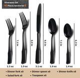 Black Mirror 40-Piece Silverware Set,Service for 8,Stainless Steel Flatware Set,Mirror Cutlery Set,Dishwasher Safe