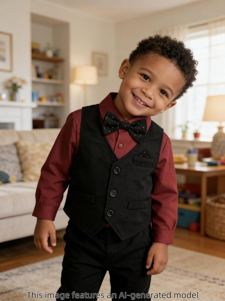 Baby Formal Outfit Boy Dress Suit Bowtie Vest Set
