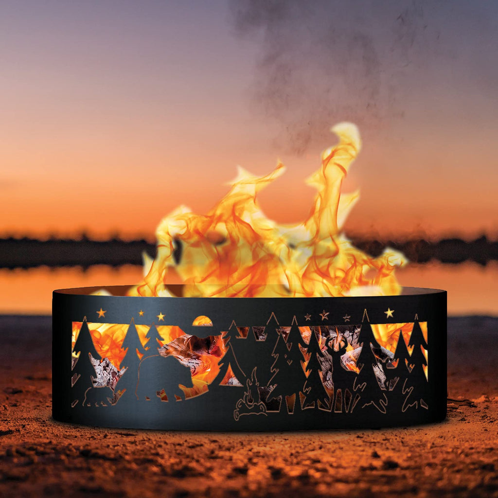 Northwoods Unpainted 12 in. Tall 37 in. Diameter Outdoor Fire Ring with Fire Poker - 37 x 37 x 12 in.
